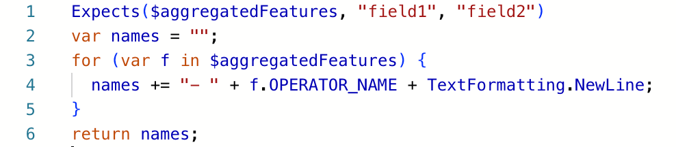 Arcade expression looping over aggregated features to list the restaurant names in a cluster