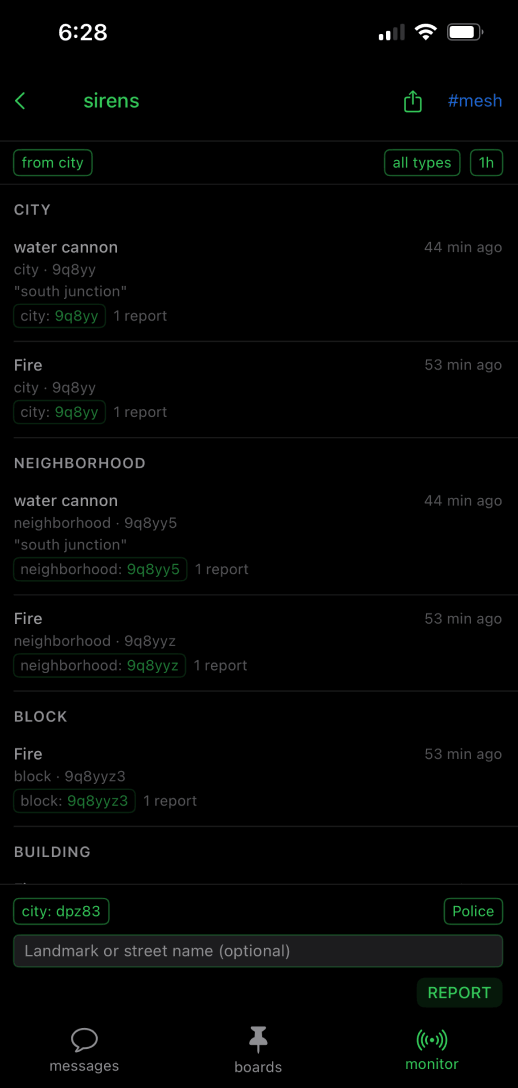 Sirens list — early build